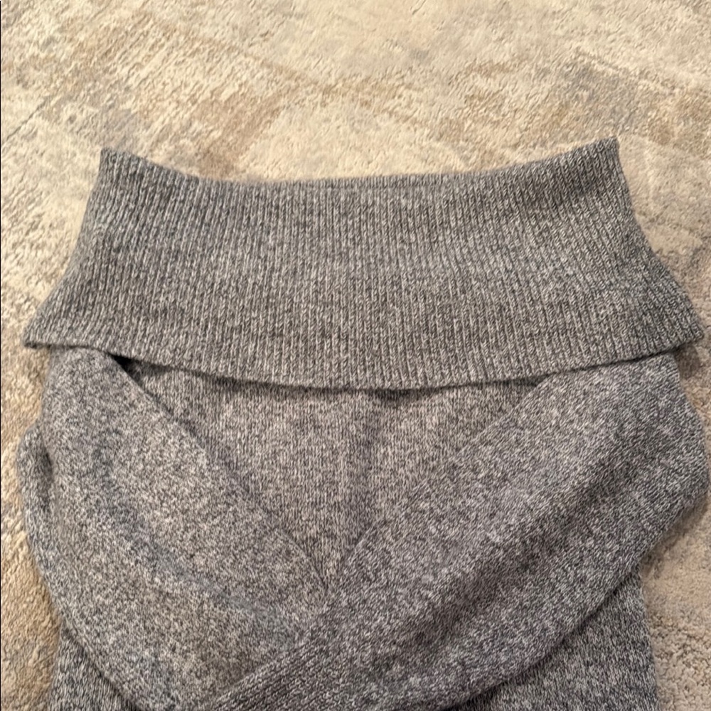 Gray Off-Shoulder Sweater - Picture 2 of 3